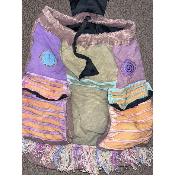 The Collection Royal Handmade Nepali Patchwork Hippie Rainbow Tie Dye Backpack - Picture 9 of 9